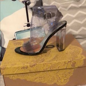 Clear black heels